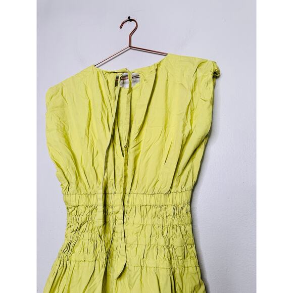 EDUN CHOI X RTR Neon Green 100% Cotton Scoop Neck Poplin Midi Dress Size 2 - Picture 9 of 15